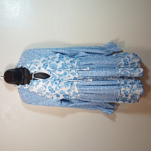House of Harlow 1960  Floral Blue Tiered mini Dress size Medium - Picture 3 of 11